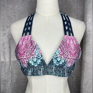 NEW Lucky Brand Women’s Multicolored Boho Paisley Print Bikini Set Sz S